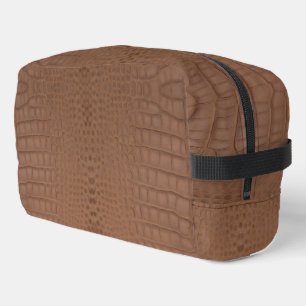 Tan Alligator Textur Print Waschbeutel