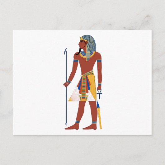 Tan Ancient Egyptian Man in Headdress Holding Ankh Postkarte (Vorderseite)