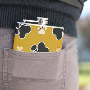 Tan and black paw print on gold background #2 flachmann