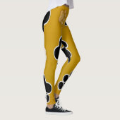 Tan and black paw print on gold background #2 leggings (Rechts)