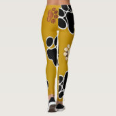 Tan and black paw print on gold background #2 leggings (Rückseite)