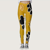 Tan and black paw print on gold background #2 leggings (Vorderseite)