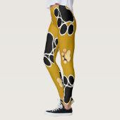 Tan and black paw print on gold background #2 leggings (Links)