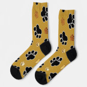 Tan and black paw print on gold background #4 socken (Linkes Detail)