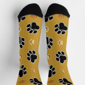 Tan and black paw print on gold background #4 socken (Oben)