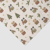 Tan and Black & White Puppies Christmas Pattern Seidenpapier (Ausschnitt)