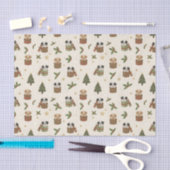 Tan and Black & White Puppies Christmas Pattern Seidenpapier (Handwerk)