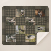 Tan and Brown Plaid 8 Photo Collage Sherpadecke (Vorderseite (Horizontal))