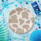 Tan and Cream Cow Print 1st Birthday Pappteller (Party)