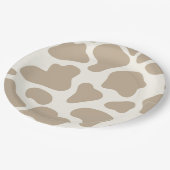 Tan and Cream Cow Print 1st Birthday Pappteller (Schrägansicht)