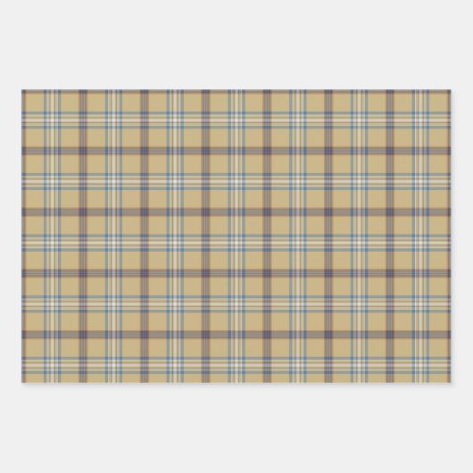 Tan and Wedgewood Blue Modern Geschenkpapier Set (Vorderseite 3)