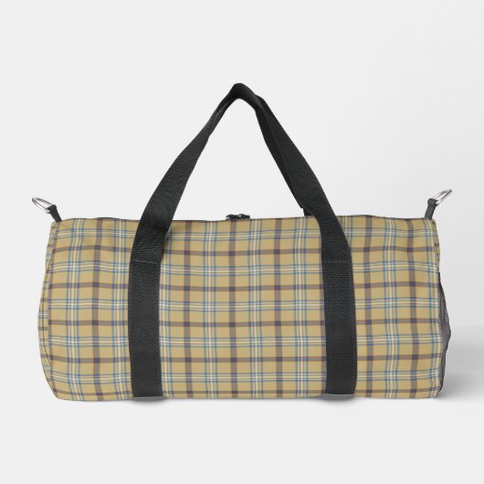 Tan and Wedgewood Blue Plaid Duffle Bag (Vorderseite)