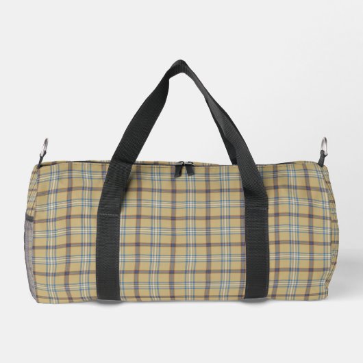 Tan and Wedgewood Blue Plaid Duffle Bag (Rückseite)