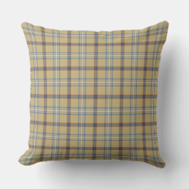 Tan and Wedgewood Blue Plaid Kissen