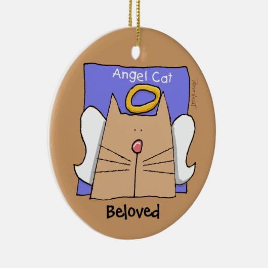 Tan Angel Cat Personalize Keramik Ornament (Rechts)