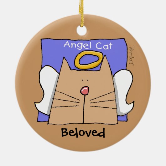 Tan Angel Cat Personalize Keramik Ornament (Hinten)