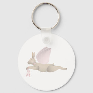 Tan Angel Rabbit mit rosa Flügeln Schlüsselanhänger