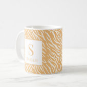 Tan Animal Stripes Custom Name Initial Mug Kaffeetasse (Vorderseite Links)