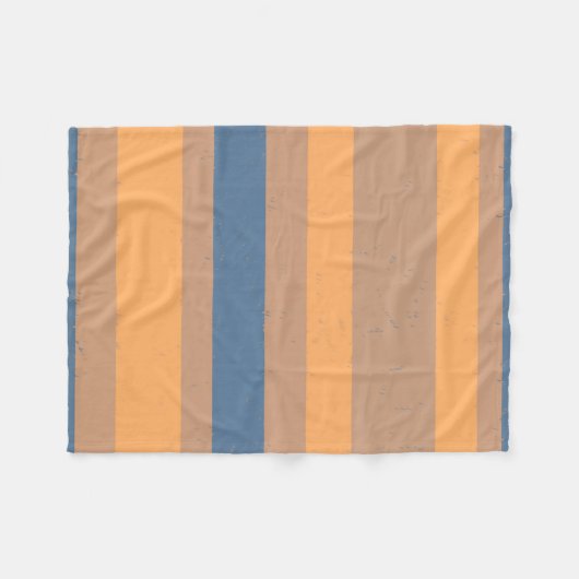Tan Apricot Orange Dusty Blue Flecked Streifen Fleecedecke (Vorderseite (Horizontal))