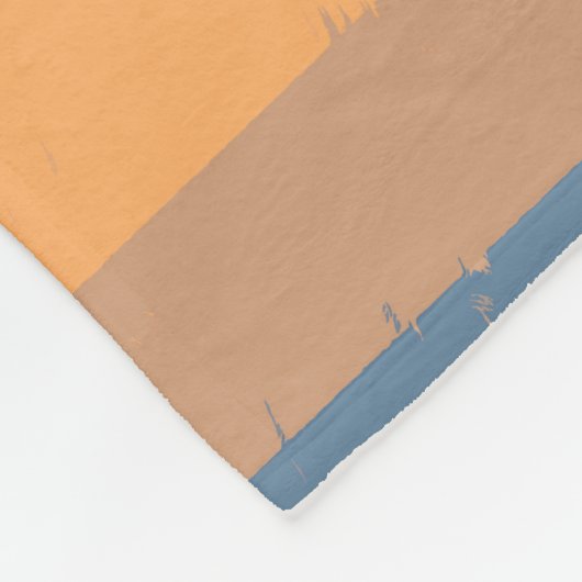 Tan Apricot Orange Dusty Blue Flecked Streifen Fleecedecke (Ecke)