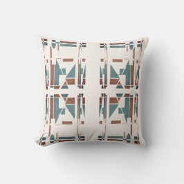 Tan Aquamarin Blue White Southwest Look Large Mosa Kissen