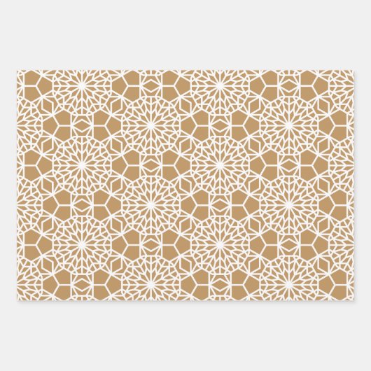 Tan Arabesque Geometric Pattern Geschenkpapier Set (Vorderseite 2)