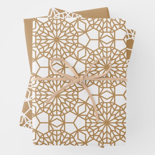 Tan Arabesque Geometric Pattern Geschenkpapier Set (Beispiel)