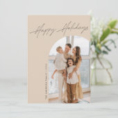 Tan Arch Holiday Foto Weihnachtskarte Feiertagskarte (Stehend Vorderseite)