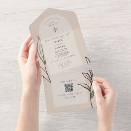 Tan Arch Wedding QR UAWG alle in einer Einladung