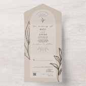 Tan Arch Wedding RSVP QR alle in einer Einladung (Innen Boden)