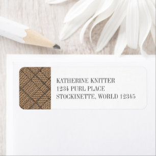 TAN ARGYLE STRICKMUSTER RÜCKADRESSEN-Etiketten