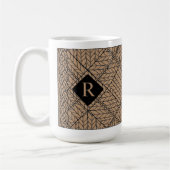 TAN ARGYLE STRICKWARE HOHE WEIßE TASSE + INITIALE (Links)