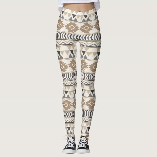 Tan Aztec Frauen Leggings (Vorderseite)