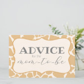 Tan Baby Boy Giraffe Advice Card (Stehend Vorderseite)