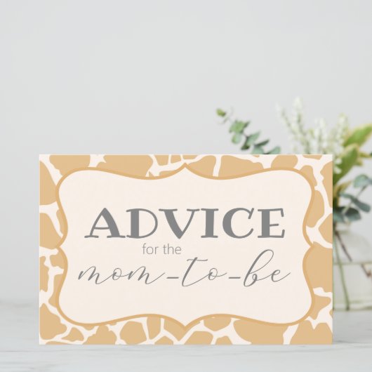 Tan Baby Boy Giraffe Advice Card (Stehend Vorderseite)