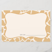 Tan Baby Boy Giraffe Advice Card (Rückseite)