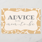 Tan Baby Boy Giraffe Advice Card (Vorderseite)
