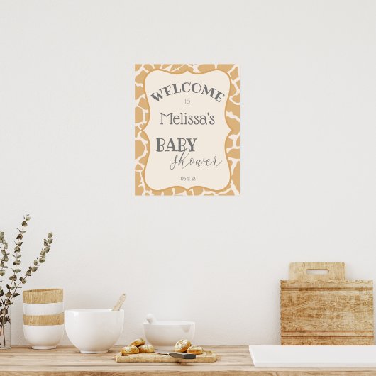Tan Baby Boy Giraffe Baby Shower Poster (Küche)
