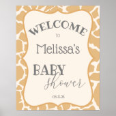 Tan Baby Boy Giraffe Baby Shower Poster (Vorne)