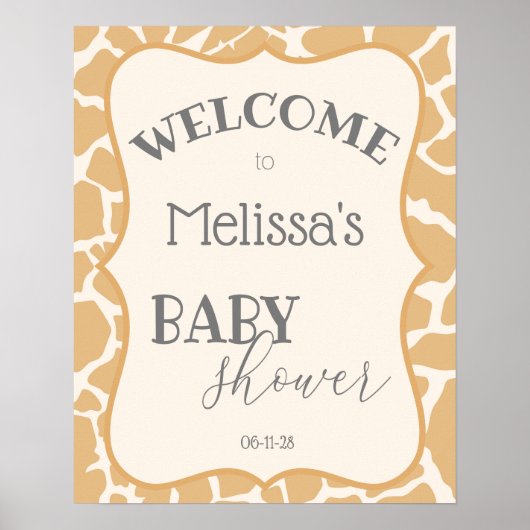 Tan Baby Boy Giraffe Baby Shower Poster (Vorne)