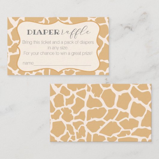 Tan Baby Boy Giraffe Diaper Raffle Begleitkarte (Vorne/Hinten)