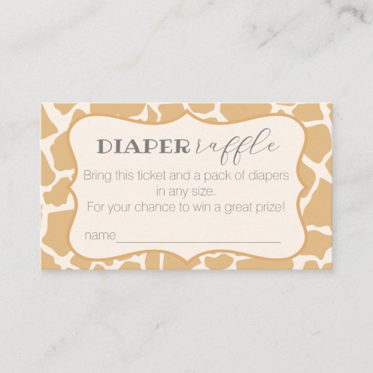 Tan Baby Boy Giraffe Diaper Raffle Begleitkarte (Vorderseite)