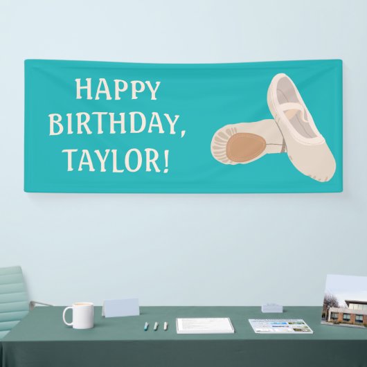 Tan Ballet Shoes auf Aquamarine benutzerdefinierte Banner (Messe)