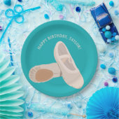 Tan Ballet Shoes auf Aquamarinem Personalisiertem  Pappteller (Party)