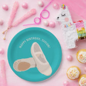 Tan Ballet Shoes auf Aquamarinem Personalisiertem  Pappteller (Party)