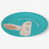 Tan Ballet Shoes auf Aquamarinem Personalisiertem  Pappteller (Schrägansicht)