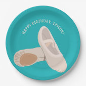 Tan Ballet Shoes auf Aquamarinem Personalisiertem  Pappteller (Vorderseite)