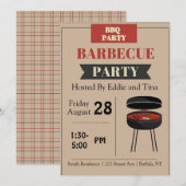 Tan Barbecue Party Einladung (Vorne/Hinten)