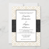 Tan Beige Black Damask Magnete Hochzeiten Einladun (Vorderseite)
