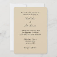 Tan Beige Brown Schlicht Simple Wedding Einladung